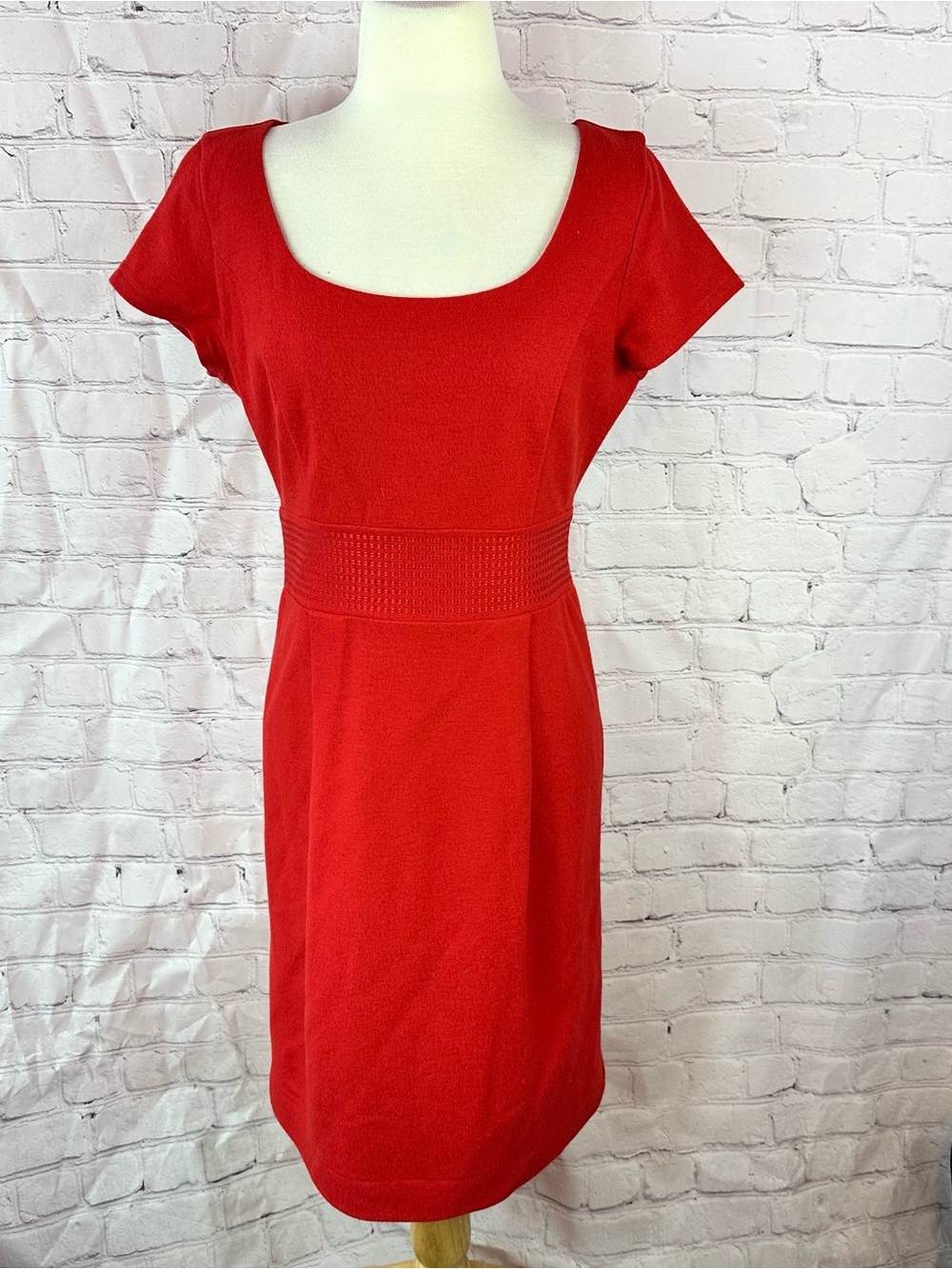 Banana Republic Red knee length Sheath wool Dress women 10 holiday christmas